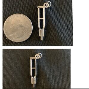 Crutch Charm, Silver Tone for necklace, bracelet, pens, purse, keychains